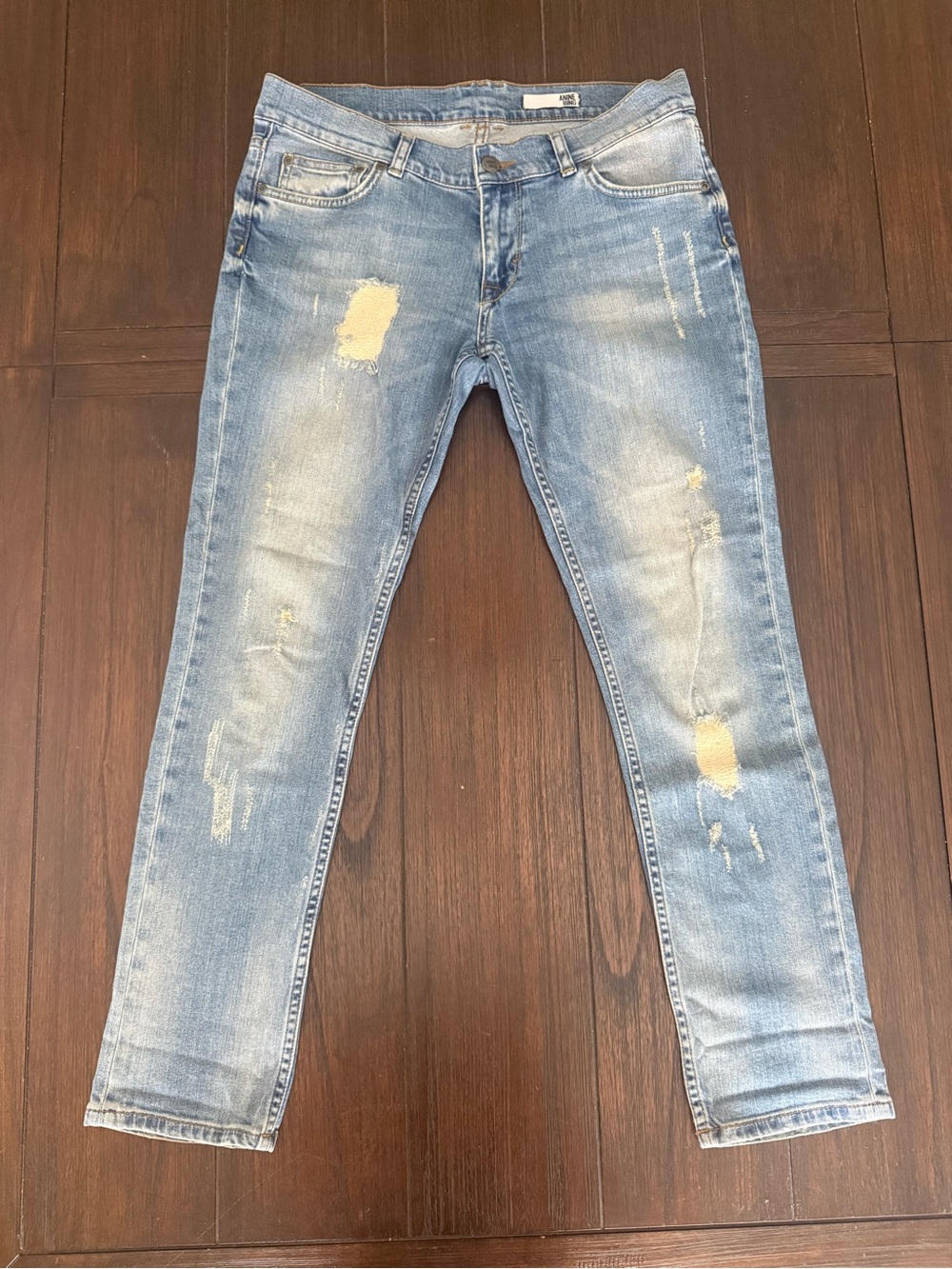 ANINE BING Lined Distressed Light Wash Jeans Size 27